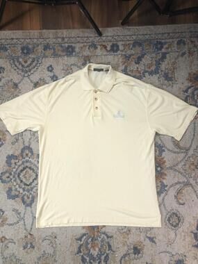 The Ritz-Carlton Polo Shirt Mens Medium Yellow Coconut Grove Logo Short Sleeve